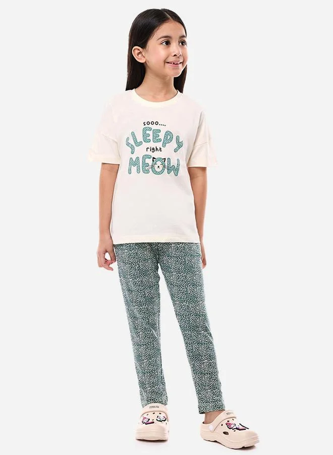 victor and jane Victor and Jane Slogan Print Short Sleeve T-Shirt and Leggings Set