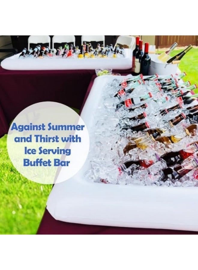 GGEROU Inflatable Serving Bars Ice Buffet Salad Serving Trays Food Drink Holder Cooler Containers Indoor Outdoor BBQ Picnic Pool Party Supplies Buffet Cooler with a Drain Plug - Image 5