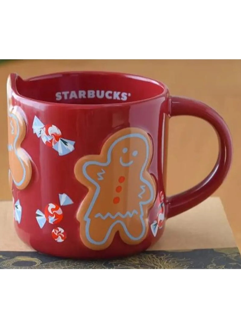 ستاربكس كوب سيراميك بتصميم كعك عيد الميلاد من ستاربكس - أحمر (14 أونصة / 414 مل) - Image 1
