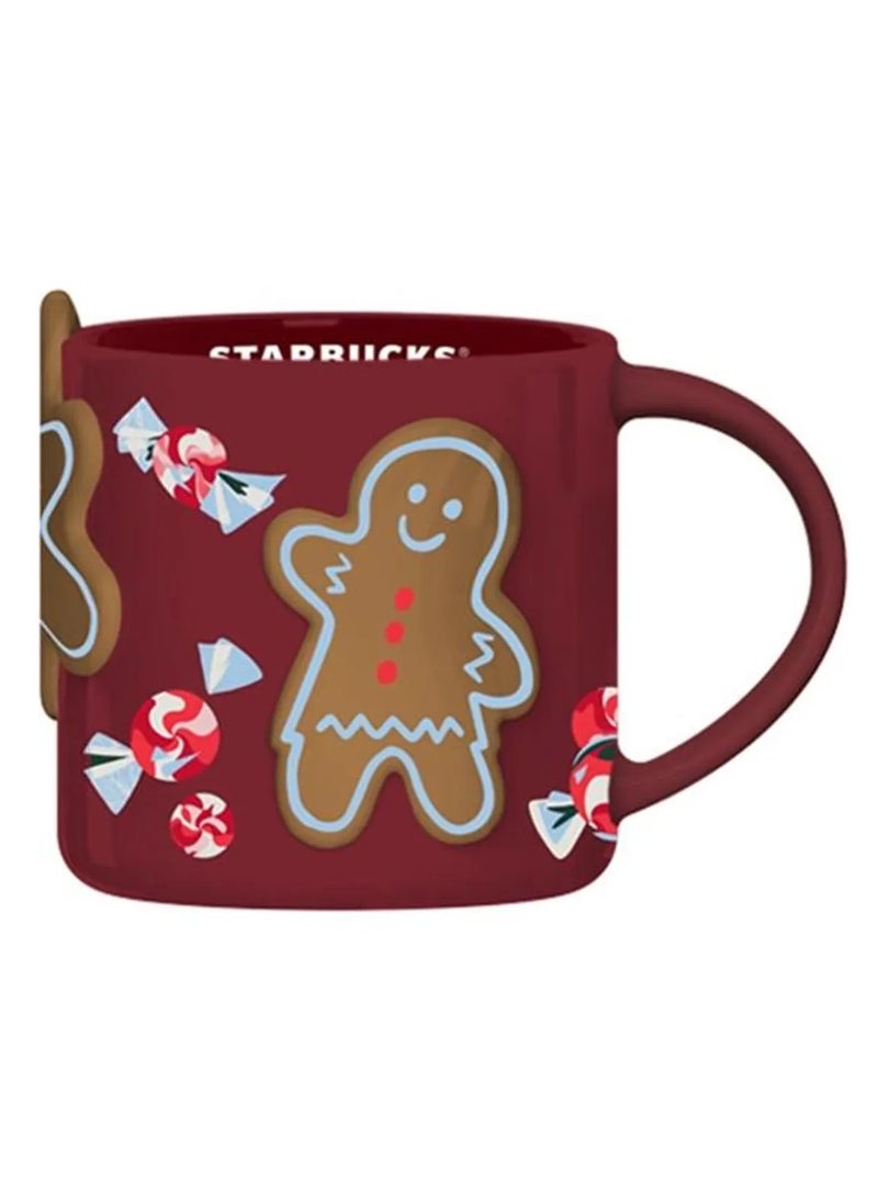 ستاربكس كوب سيراميك بتصميم كعك عيد الميلاد من ستاربكس - أحمر (14 أونصة / 414 مل) - Image 2