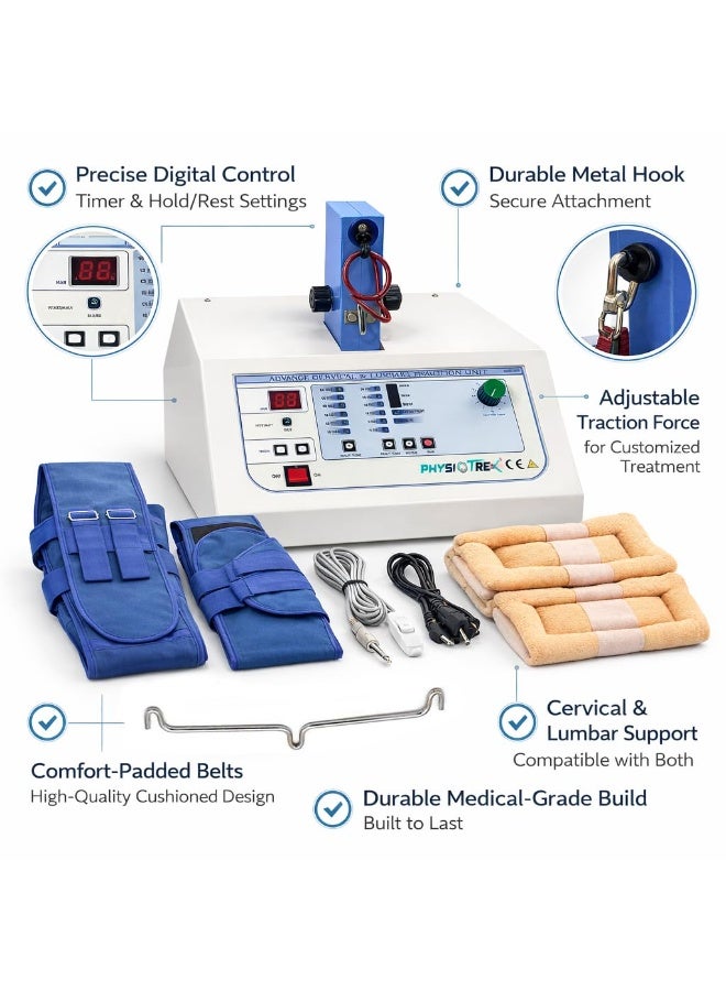 PHYSIOTREX® Digital Traction Unit for Cervical & Lumbar Therapy – Advanced Solid-State Traction Machine | Adjustable Hold & Rest Times | Static & Intermittent Modes | Traction Force Up to 45kg | Built-In Patient Safety Features - Image 3