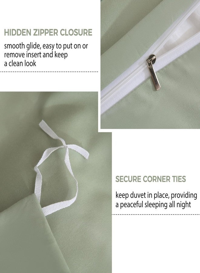 JSD Sage Green Duvet Cover Set Twin Size, 2 Piece Microfiber Kids Duvet Cover with Pillow Sham, Zipper Closure, Comforter Not Included - Image 3
