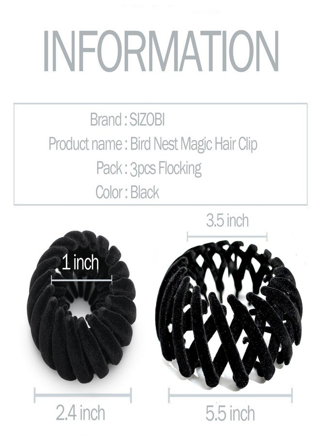Sizobi Bird Nest Magic Hair Clip 3pcs Black - Image 3