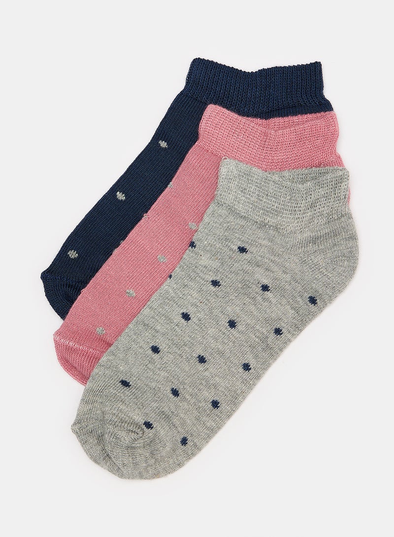 STITCH Girls Pack of 3 Lycra Ankle Casual Dots Socks  - Image 1