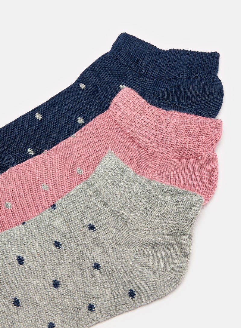 STITCH Girls Pack of 3 Lycra Ankle Casual Dots Socks  - Image 2