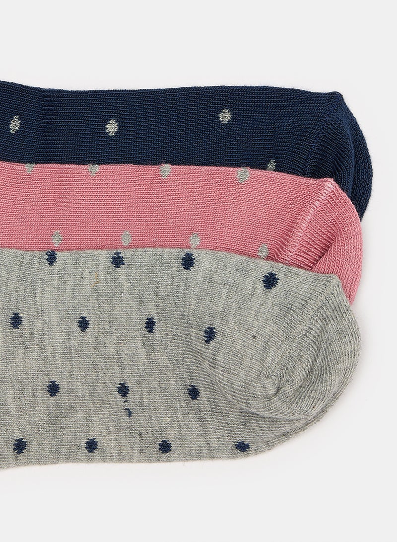 STITCH Girls Pack of 3 Lycra Ankle Casual Dots Socks  - Image 3