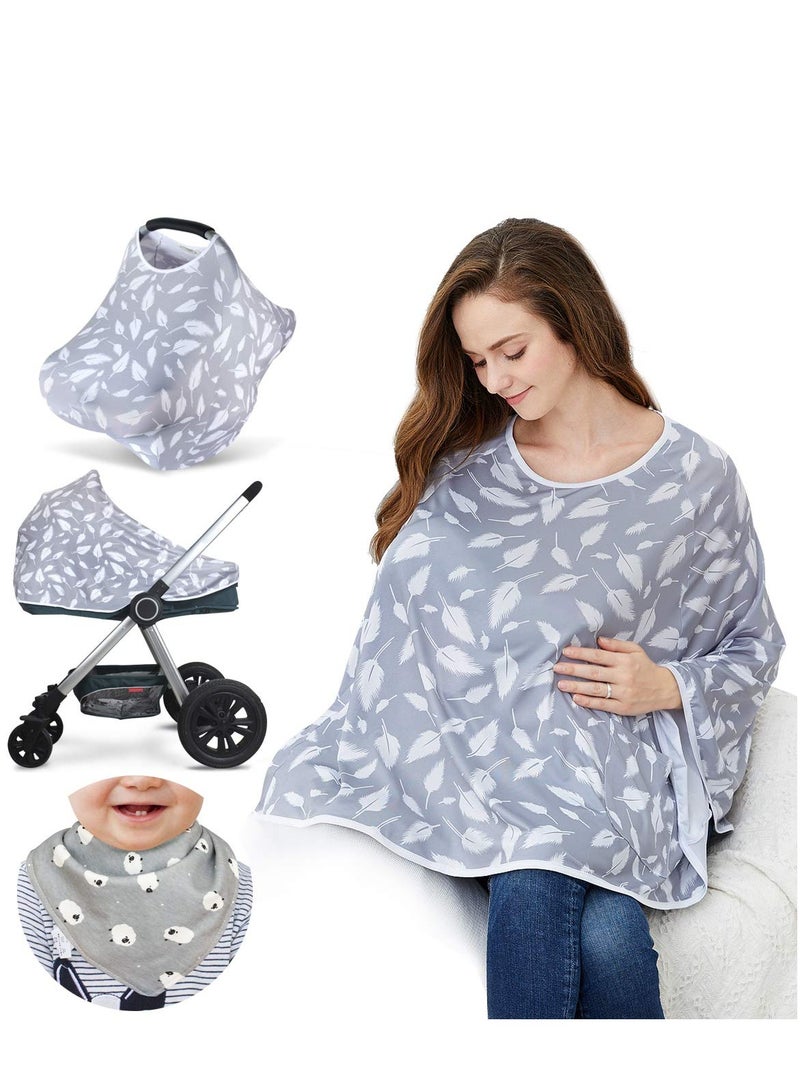 SYOSI Baby Nursing Cover & Nursing Poncho, Multi Use Cover for Baby Car Seat Canopy, Shopping Cart Cover, Stroller Cover, 360° Full Privacy Breastfeeding Coverage, Baby Shower Gifts for Boy & Girl  - Image 1