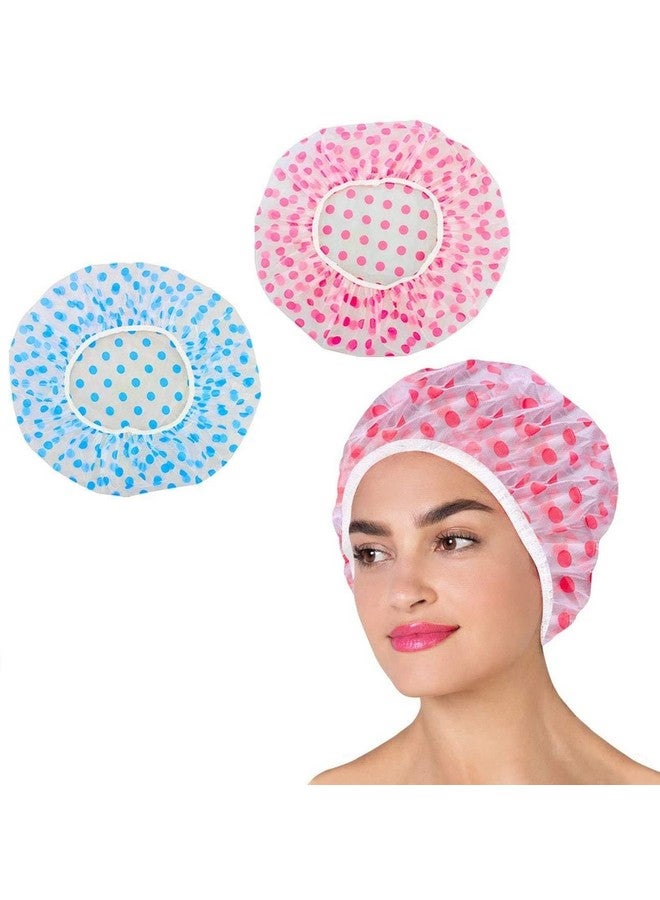 JHEPCOIN Set Of 2 Reusable Waterproof Elastic Eva Free-Size Bathroom Shower Caps - For Homes, Spas, Salons, Hair Treatment, Beauty Parlors multicolour and print - Image 1