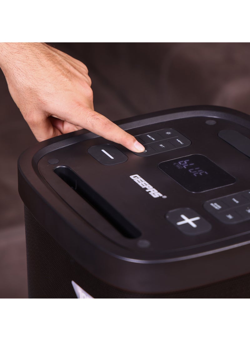 GEEPAS Rechargeable Professional Speaker|  RGB Light, USB Input, TF, TWS, FM Radio, UHF Microphone, Bluetooth| 100000W PMPO Speakers Unit, with Remote Control | Perfect for Parties, Events, Home Entertainment| 2 Years Warranty GMS11191N - Image 4