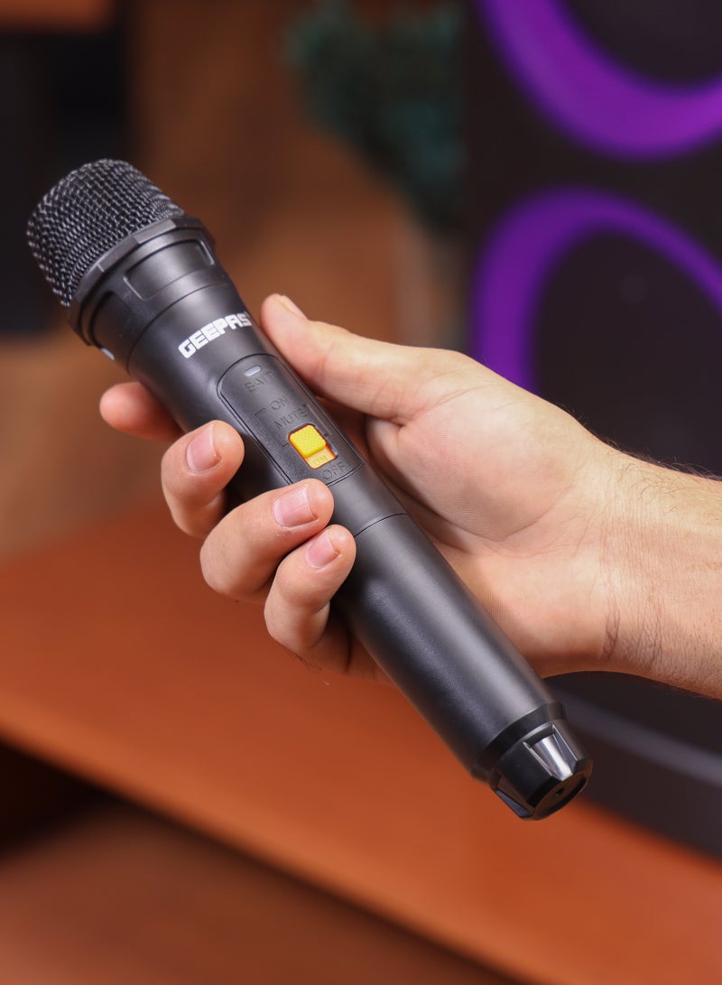 GEEPAS Rechargeable Professional Speaker|  RGB Light, USB Input, TF, TWS, FM Radio, UHF Microphone, Bluetooth| 100000W PMPO Speakers Unit, with Remote Control | Perfect for Parties, Events, Home Entertainment| 2 Years Warranty GMS11191N - Image 5