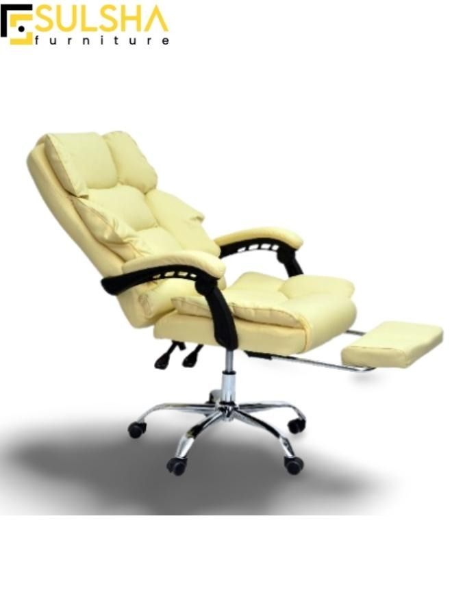 SULSHA Executive Ergonomic Computer Desk Chair for Office and Gaming with headrest back comfort and lumbar support Beige  - Image 3