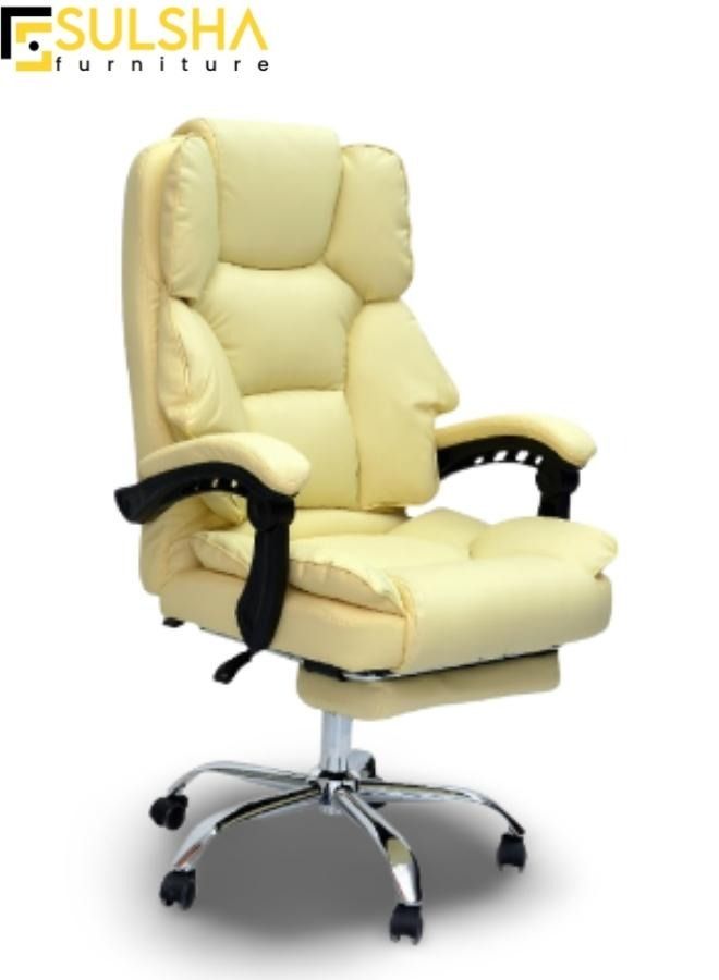 SULSHA Executive Ergonomic Computer Desk Chair for Office and Gaming with headrest back comfort and lumbar support Beige  - Image 1