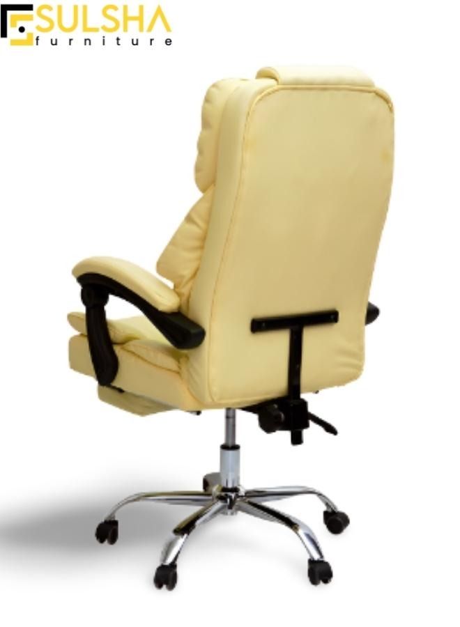 SULSHA Executive Ergonomic Computer Desk Chair for Office and Gaming with headrest back comfort and lumbar support Beige  - Image 2