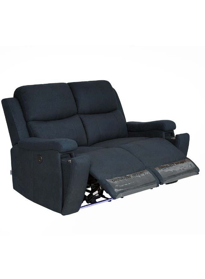 DANUBE HOME أريكة بالادين القابلة للإمالة بمقعدين من القماش مع أضواء LED وحامل أكواب - أريكة قابلة للإمالة زرقاء أنيقة لغرفة المعيشة - أريكة مريحة للجلوس - Image 3