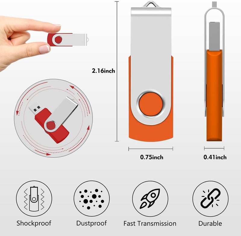 AreTop USB Flash Drive 8GB 10 Pack, USB2.0 Memory Stick Thumb USB Drives Drives Pack Gig Stick Pendrive USB Storage (10PCS 8GB, Mix Colors) - Image 3
