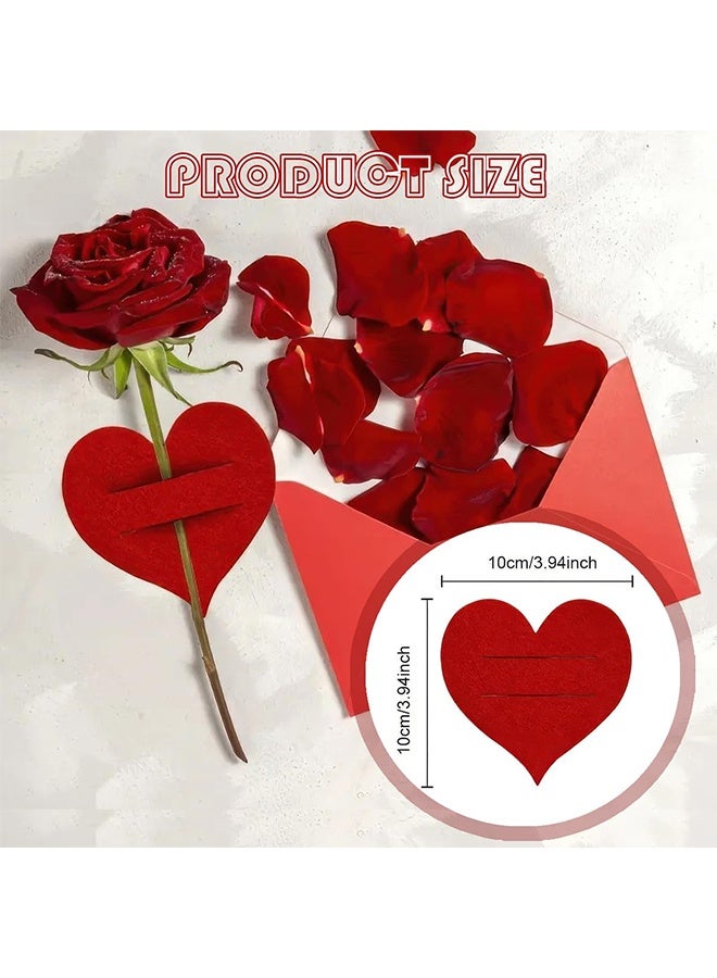 10 قطع حاملي أدوات المائدة على شكل قلب لعيد الحب، حقيبة أدوات مائدة من اللباد الأحمر على شكل قلب، حقيبة فضية لأدوات المائدة، جيوب للطاولة لتغطية السكاكين والشوك لتزيين حفلات الزفاف ويوم الأم والحفلات - Image 2