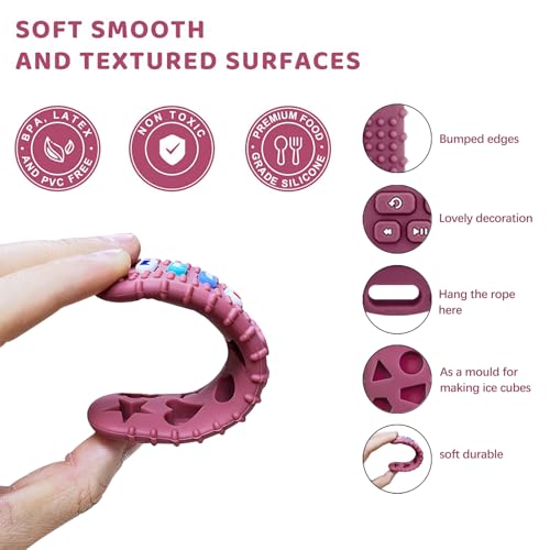 SOLIFEGOBLE 2 Pack Baby Teether Toys,Silicone Remote Teether for Babies,Baby TV Remote Toys,Infant Chew Toys for Babies Chew Toys (Black + Pink) - Image 5