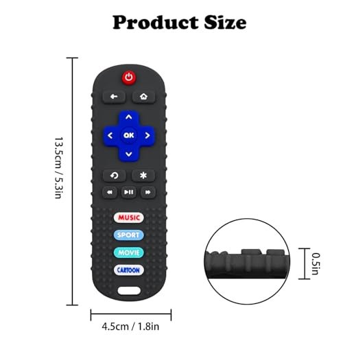 SOLIFEGOBLE 2 Pack Baby Teether Toys,Silicone Remote Teether for Babies,Baby TV Remote Toys,Infant Chew Toys for Babies Chew Toys (Black + Pink) - Image 3