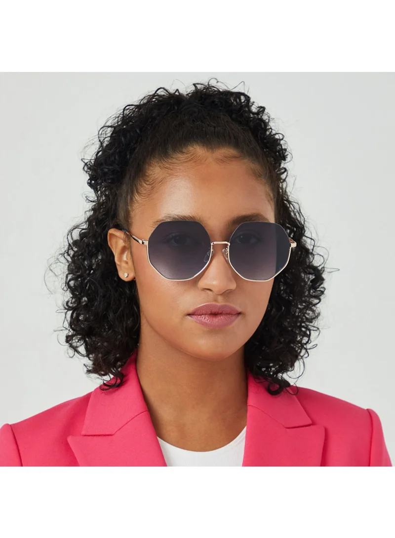 Blackout HEXA Women Rose Gold Sunglasses - Frame Material: Metal - Frame Color: Rose Gold-Lens Color: Blue - Full Rim