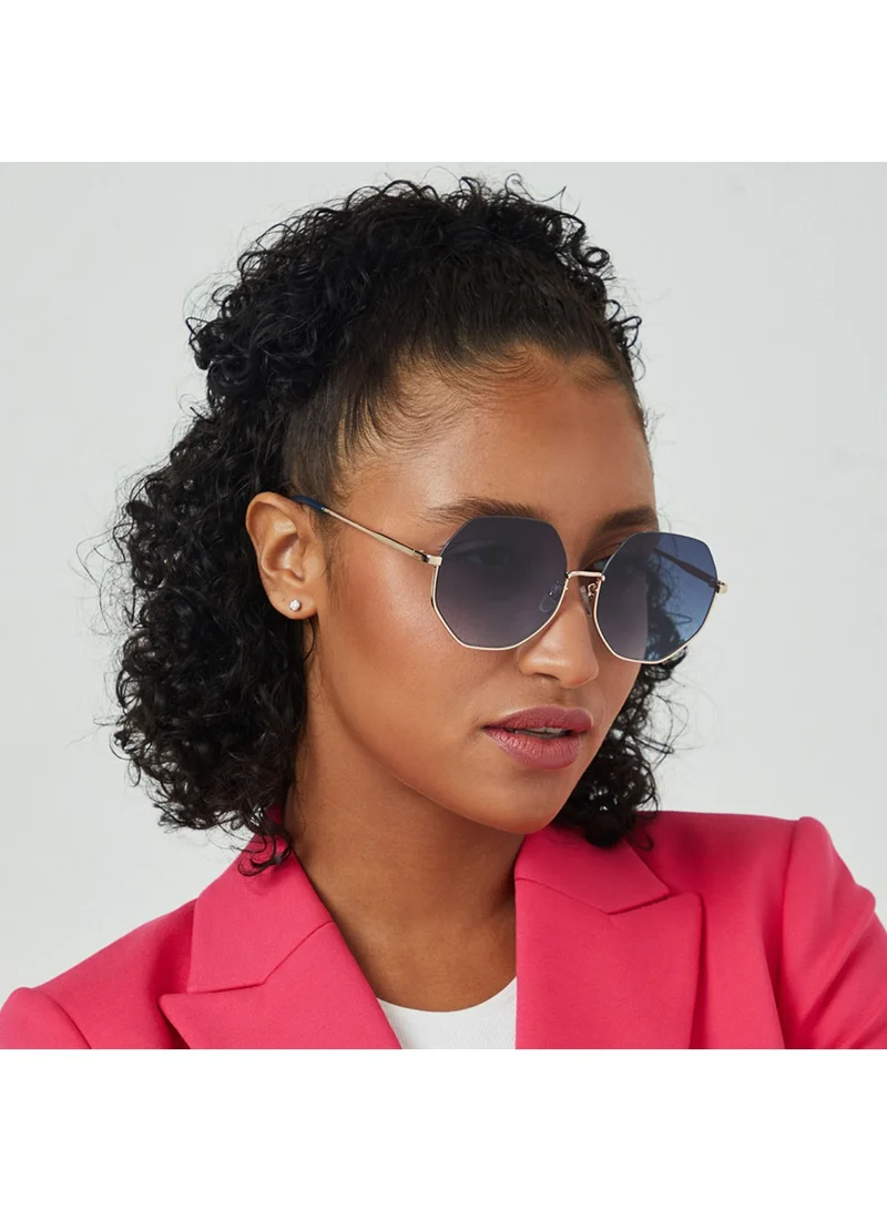 Blackout HEXA Women Rose Gold Sunglasses - Frame Material: Metal - Frame Color: Rose Gold-Lens Color: Blue - Full Rim