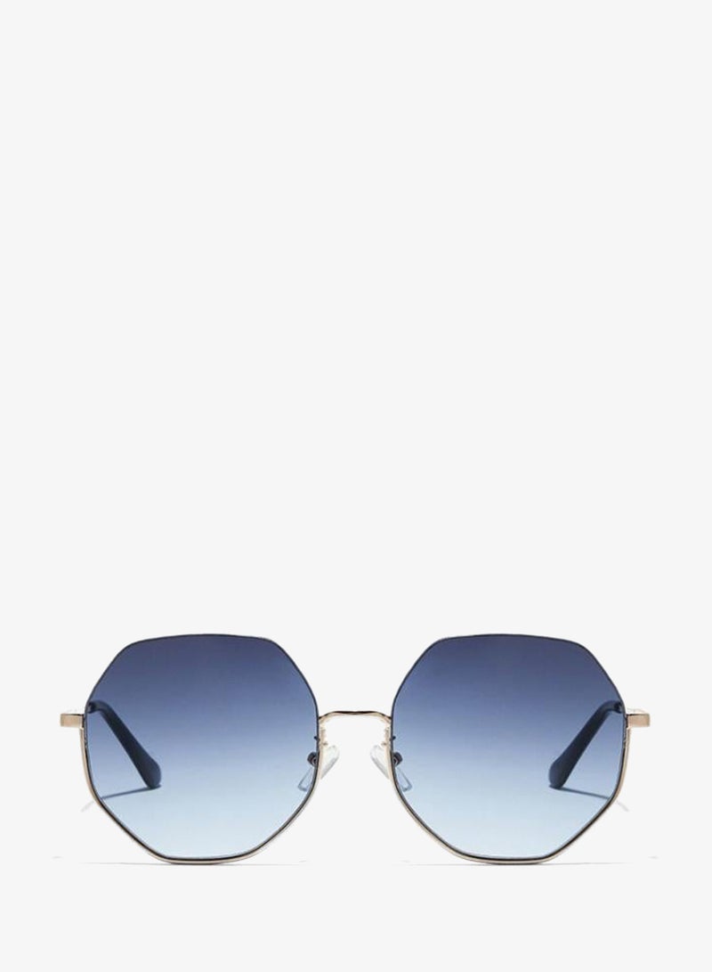 Blackout HEXA Women Rose Gold Sunglasses - Frame Material: Metal - Frame Color: Rose Gold-Lens Color: Blue - Full Rim - Image 1