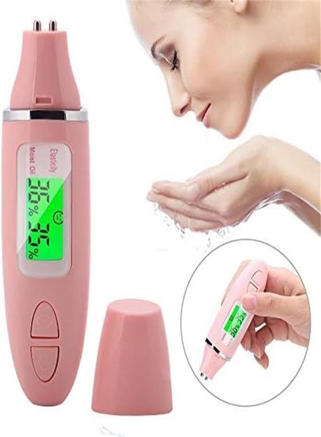 عام كاشف رطوبة الجلد الرقمي محلل محتوى زيت الوجه المحمول شاشة LCD الذكية اختبار العناية بالبشرة كاشف مراقبة العناية بالوجه (وردي) - Image 2