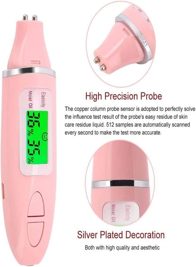 عام كاشف رطوبة الجلد الرقمي محلل محتوى زيت الوجه المحمول شاشة LCD الذكية اختبار العناية بالبشرة كاشف مراقبة العناية بالوجه (وردي) - Image 5