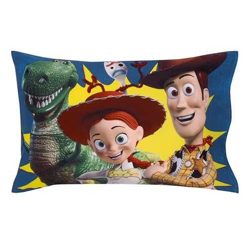 NoJo Disney Toy Story Taking Action Blue, Green and Yellow 4 Piece Toddler Bed Set - Comforter, Fitted Bottom Sheet, Flat Top Sheet, and Reversible Pillowcase - Image 5