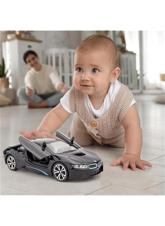 Generic - 1/24 I8 Model Car, Zinc Alloy Pull Back Toy car with Sound and Light for Kids Boy Girl Gift (Black) - Image 1