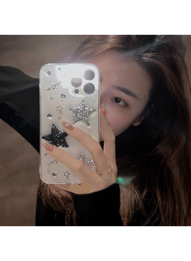 NIBEMINENT Cute And Cool Three Dimensional Stars Protective TPU Case Cover For iPhone 17, Transparent