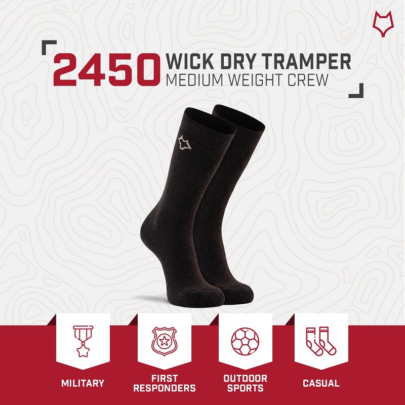 Fox River Standard Wick Dry Tramper Medium-Weight Outdoor Crew Socks, Black, Large - Image 5