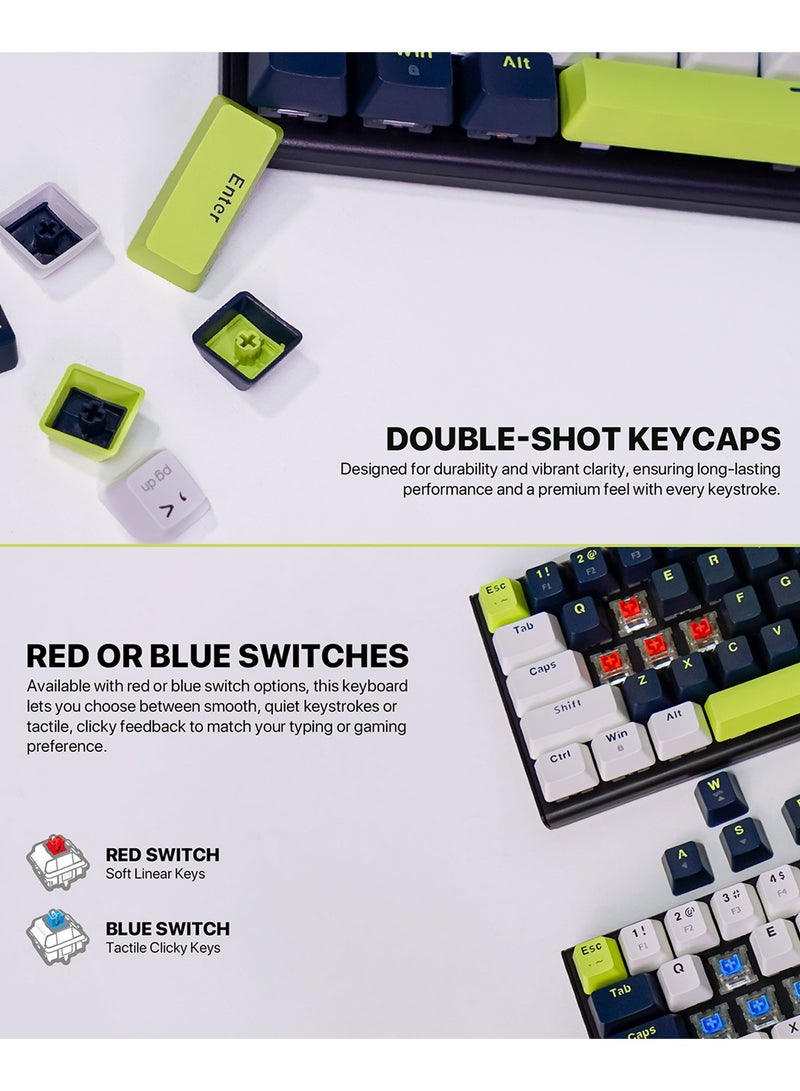 FANTECH 60% Gaming Keyboard,Wired RGB Backlit Mini Mechanical Keyboard,Blue Switches,Ultra-Compact Anti-Ghosting Full 61 Keys Keyboard RGB LED Lighting,Mini Small Compact Keyboard for PC/Mac/Laptop/Wins, Easy to Carry on Business Trip - Image 4