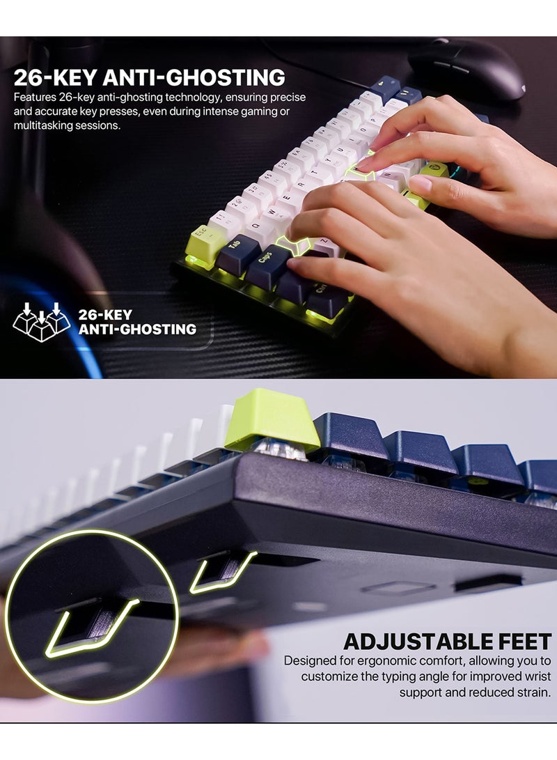 FANTECH 60% Gaming Keyboard,Wired RGB Backlit Mini Mechanical Keyboard,Blue Switches,Ultra-Compact Anti-Ghosting Full 61 Keys Keyboard RGB LED Lighting,Mini Small Compact Keyboard for PC/Mac/Laptop/Wins, Easy to Carry on Business Trip - Image 5