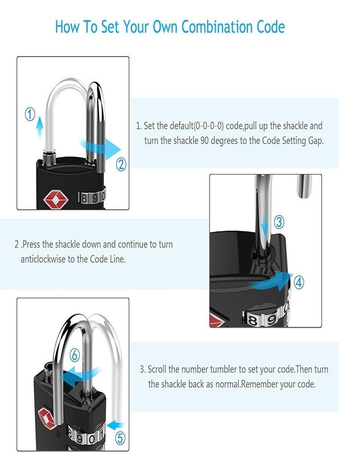 LDG WARE 4 Digit TSA Approved Lock for Luggage | NumberLock for Bag | Combination Padlocks | BagLocks for Travel | PasswordLock for Suitcase, Locker & Trolleybags | Small Locks for Luggage(4-pcs) - Image 5