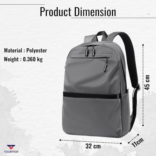 TOURTIER Travel Laptop Backpack, Fits 15.5 Inch Laptop, Lightweight Polyester Business Computer Bag for Men Women (GREY) - Image 2