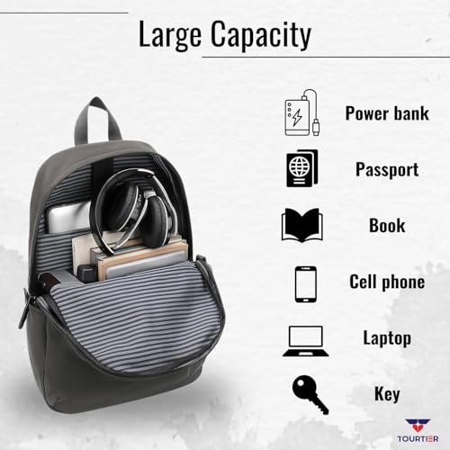 TOURTIER Travel Laptop Backpack, Fits 15.5 Inch Laptop, Lightweight Polyester Business Computer Bag for Men Women (GREY) - Image 4