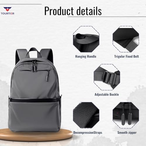 TOURTIER Travel Laptop Backpack, Fits 15.5 Inch Laptop, Lightweight Polyester Business Computer Bag for Men Women (GREY) - Image 3