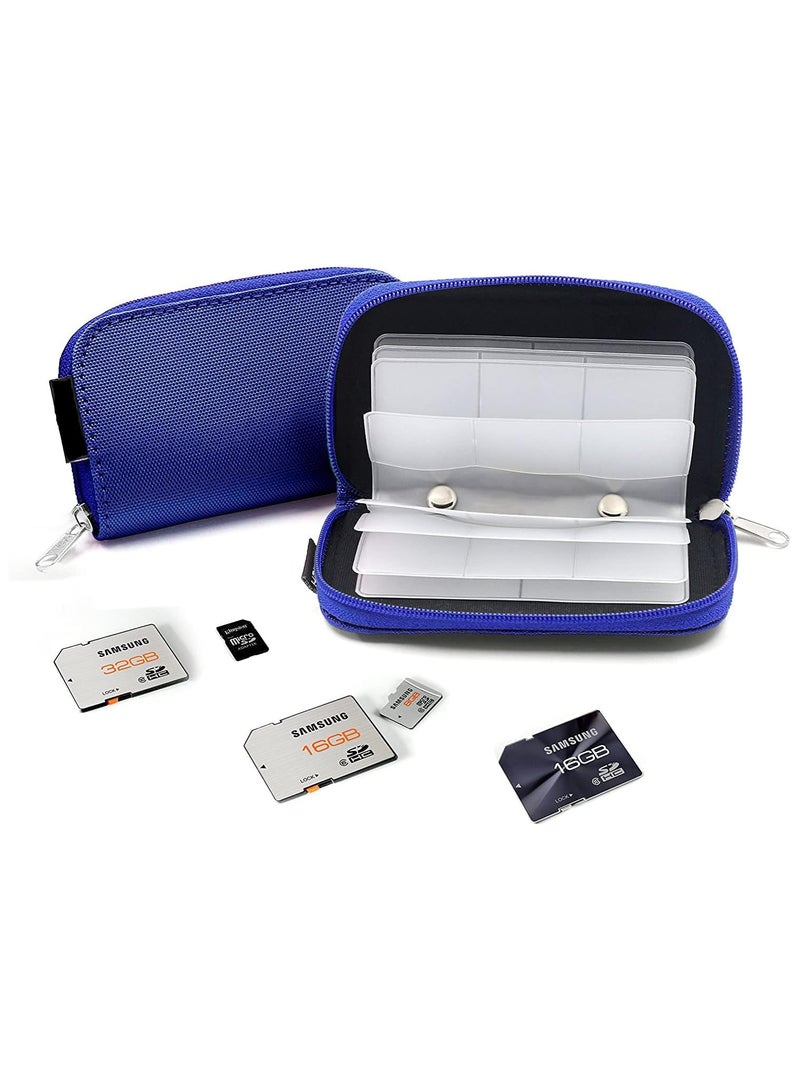 NANAO Memory Card Cases, 22 Slot Zippered SD Micro SD CF SDXC SDHC MMC Secure Digital Memory Compact Flash Cards Carrying Holder Bags Pouch Organizer Keeper Media Storage & Organization, 1PCS 8 Pages (Blue) - Image 4
