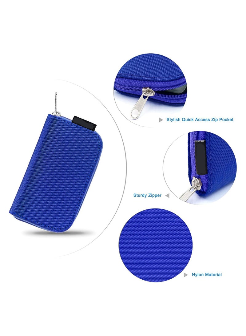 NANAO Memory Card Cases, 22 Slot Zippered SD Micro SD CF SDXC SDHC MMC Secure Digital Memory Compact Flash Cards Carrying Holder Bags Pouch Organizer Keeper Media Storage & Organization, 1PCS 8 Pages (Blue) - Image 3