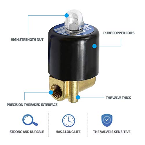 MDEOOSKY DC12V 1/4" Electric Solenoid Valve, 2W-025-08, Zinc Alloy Body, Brass Coil, 2-Way, Normally Closed, Suitable for Water, Diesel, Gas & Low Viscosity Fluids - Image 2