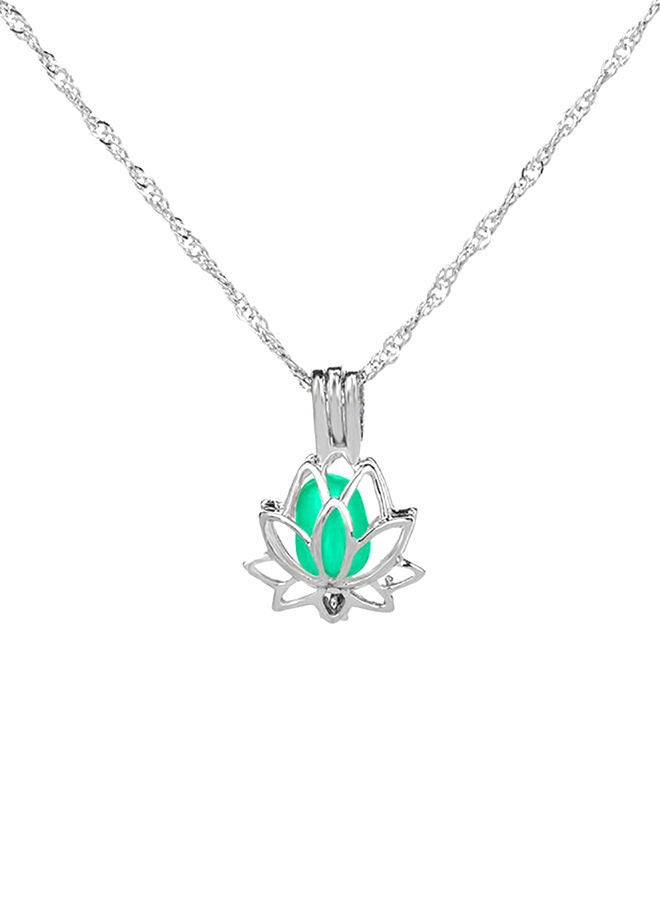 NIBEMINENT Creative Hollowed Lotus Glow in The Dark Pendant Necklace 