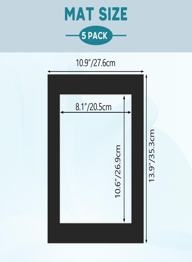 ZBEIVAN 11x14 Black Picture Mats with Core Bevel Cut Frame Mattes for 8.5x11 Pictures - Pack of 5 - Image 2