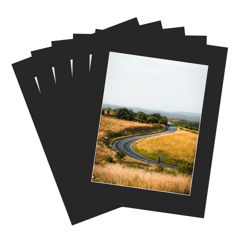 ZBEIVAN 11x14 Black Picture Mats with Core Bevel Cut Frame Mattes for 8.5x11 Pictures - Pack of 5 - Image 1