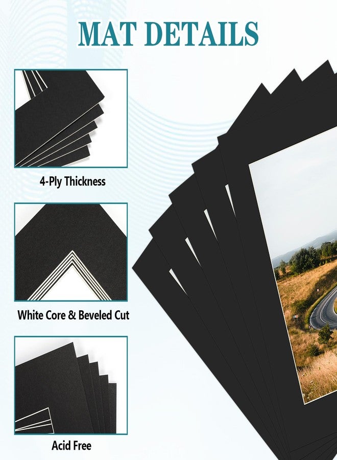 ZBEIVAN 11x14 Black Picture Mats with Core Bevel Cut Frame Mattes for 8.5x11 Pictures - Pack of 5 - Image 3
