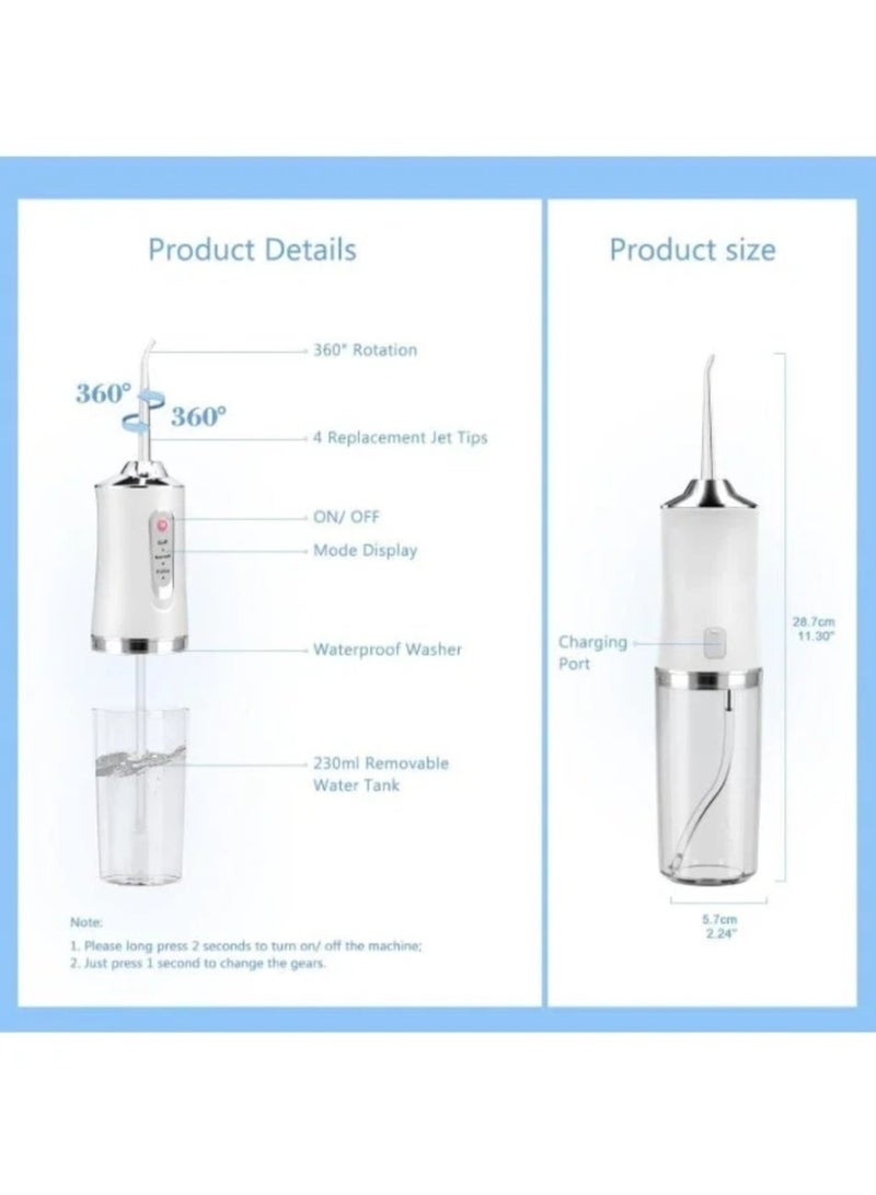Portable Dental Water Flosser, 230ml Oral Irrigator with 3 Modes - Image 2