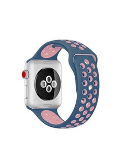 Breathable Silicone Sports Replacement Band for Apple Watch Series 4/5/6/7/SE 42/44/45mm Ocean Blue / Light Pink
