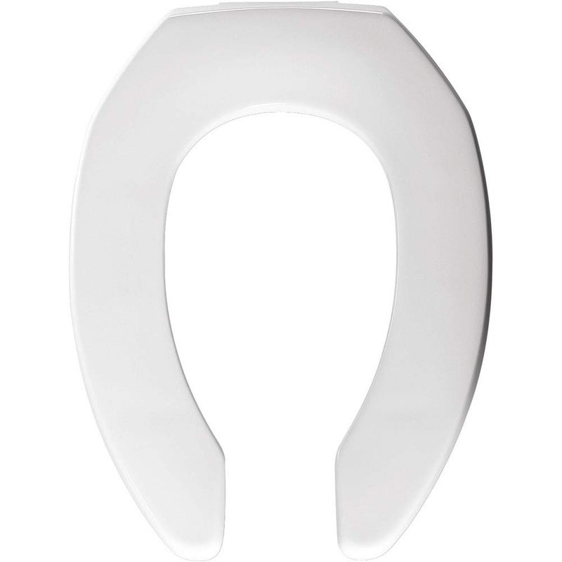 BEMIS 2155SSCT Commercial Open Front Plastic Toilet Seat Heavy Duty Industrial No Slam Seat without Lid Secure Installation Made in USA Elongated White
