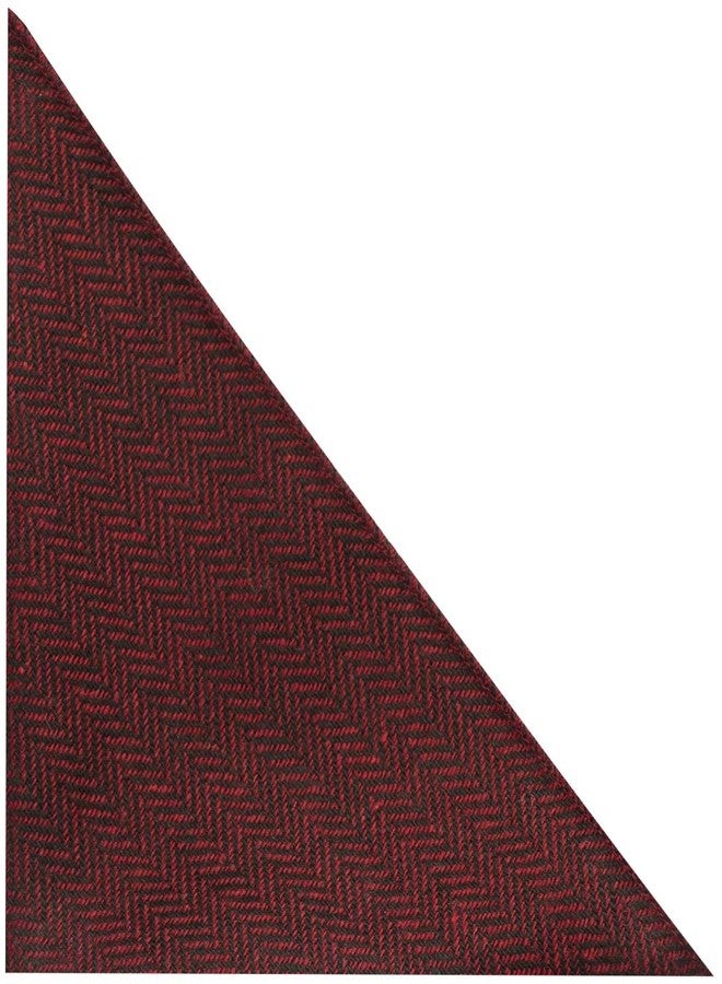 King & Priory Cranberry Red & Black Herringbone Pocket Square, Handkerchief - Image 2