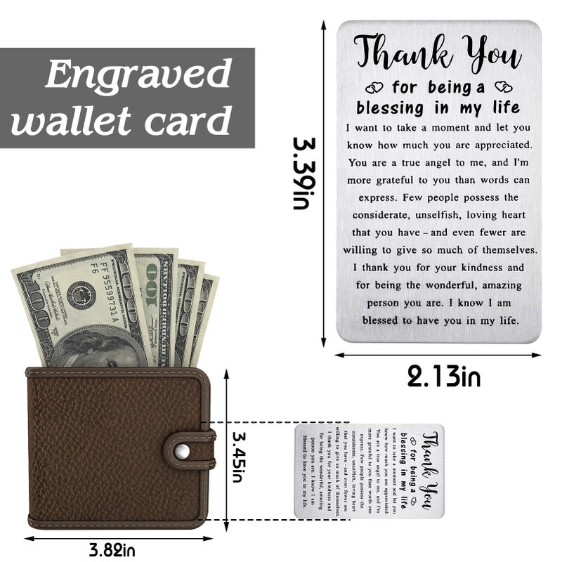 PLwelth Engraved Wallet Card Appreciate Cards for Women Birthday Gifts for Men Boyfriend Girlfriends Thank You Card for Teacher Mom Father Friends Students Christmas Anniversary Valentines Day Gifts - Image 5