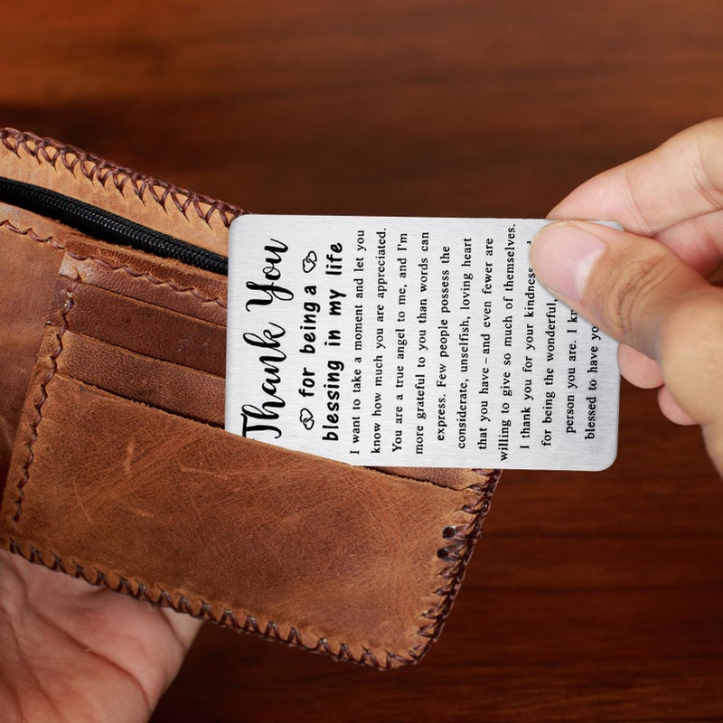 PLwelth Engraved Wallet Card Appreciate Cards for Women Birthday Gifts for Men Boyfriend Girlfriends Thank You Card for Teacher Mom Father Friends Students Christmas Anniversary Valentines Day Gifts - Image 4